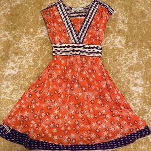 Orange and Navy Dress